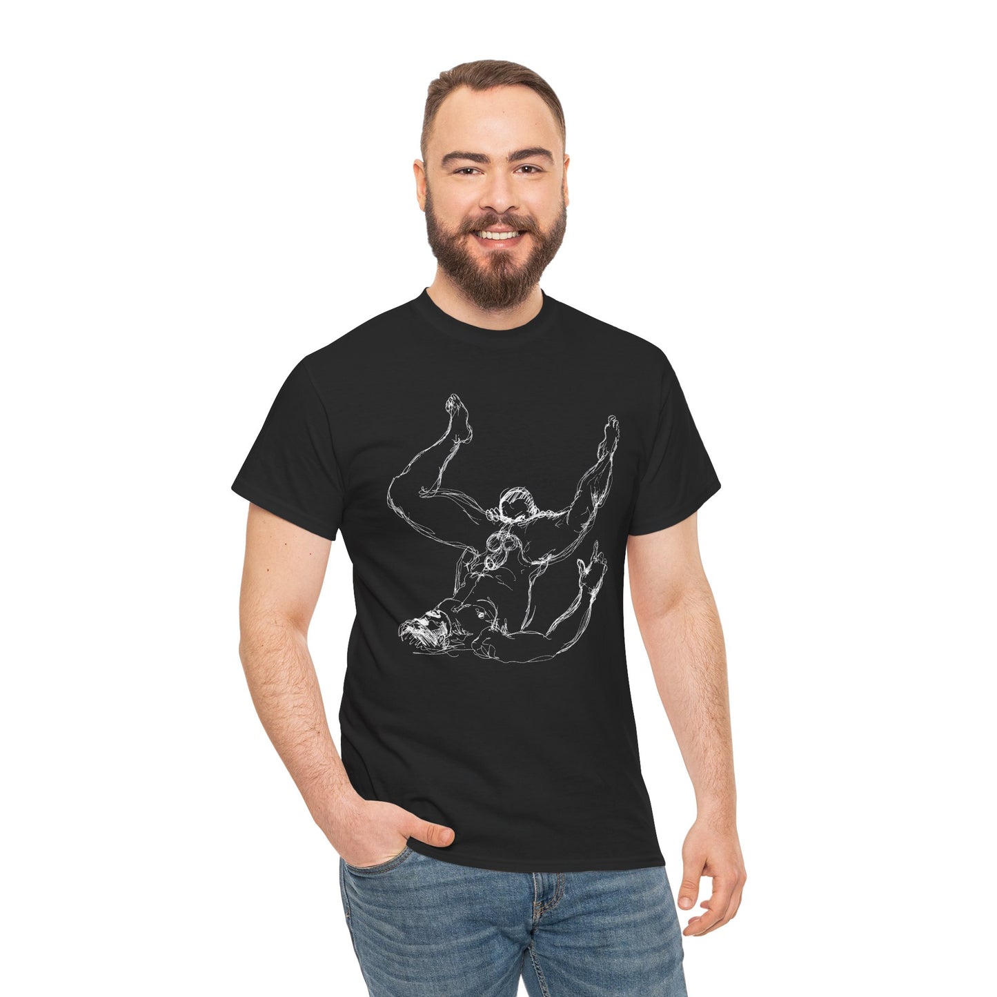Gay Rimming Tshirt – Queer Erotic Art Tee with Line Drawing