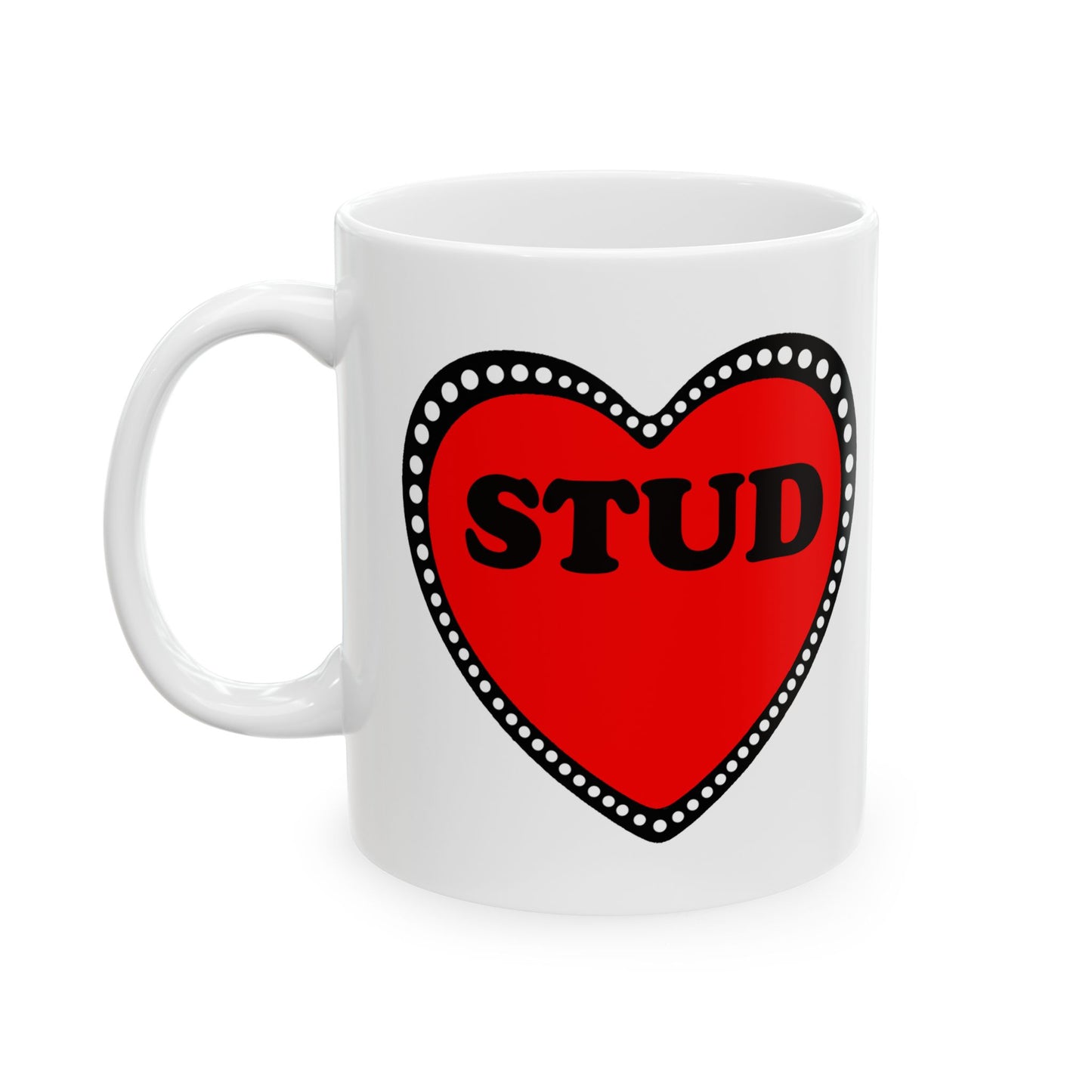 Stud Heart Mug, Retro Ceramic Coffee Cup, Valentine's Day Gift, 11oz, 15oz, Stud Lover Gift, Heart Shaped Sign Mug,