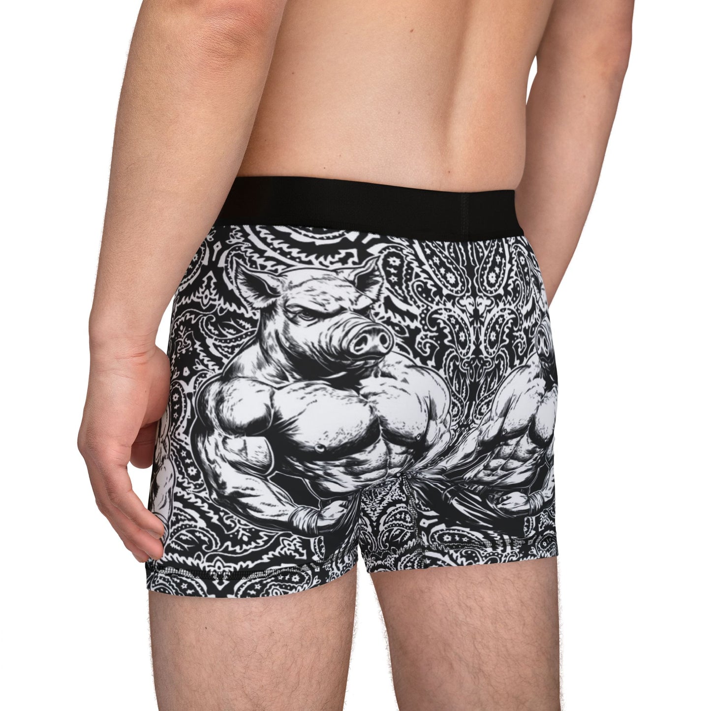 Pig Man - White Paisley -  Men's Boxer Briefs