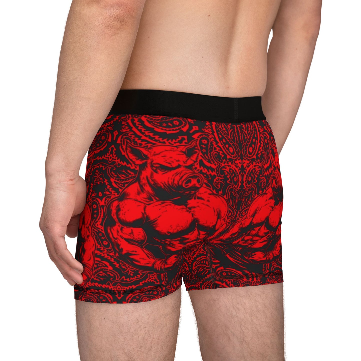 Pig Man - Red Paisley -  Men's Boxer Briefs