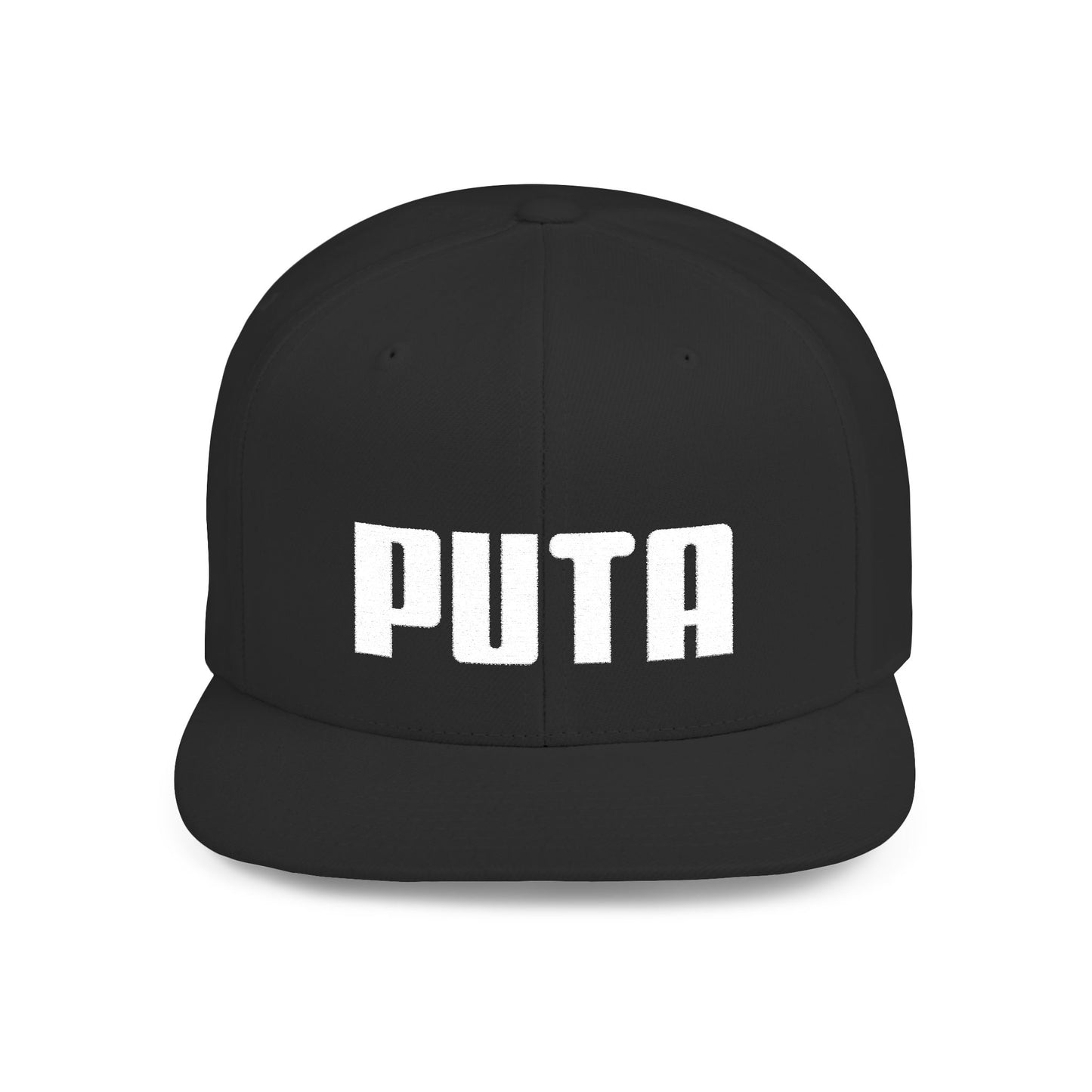 Puta - White Stitching - Flat Bill Snapback Hat