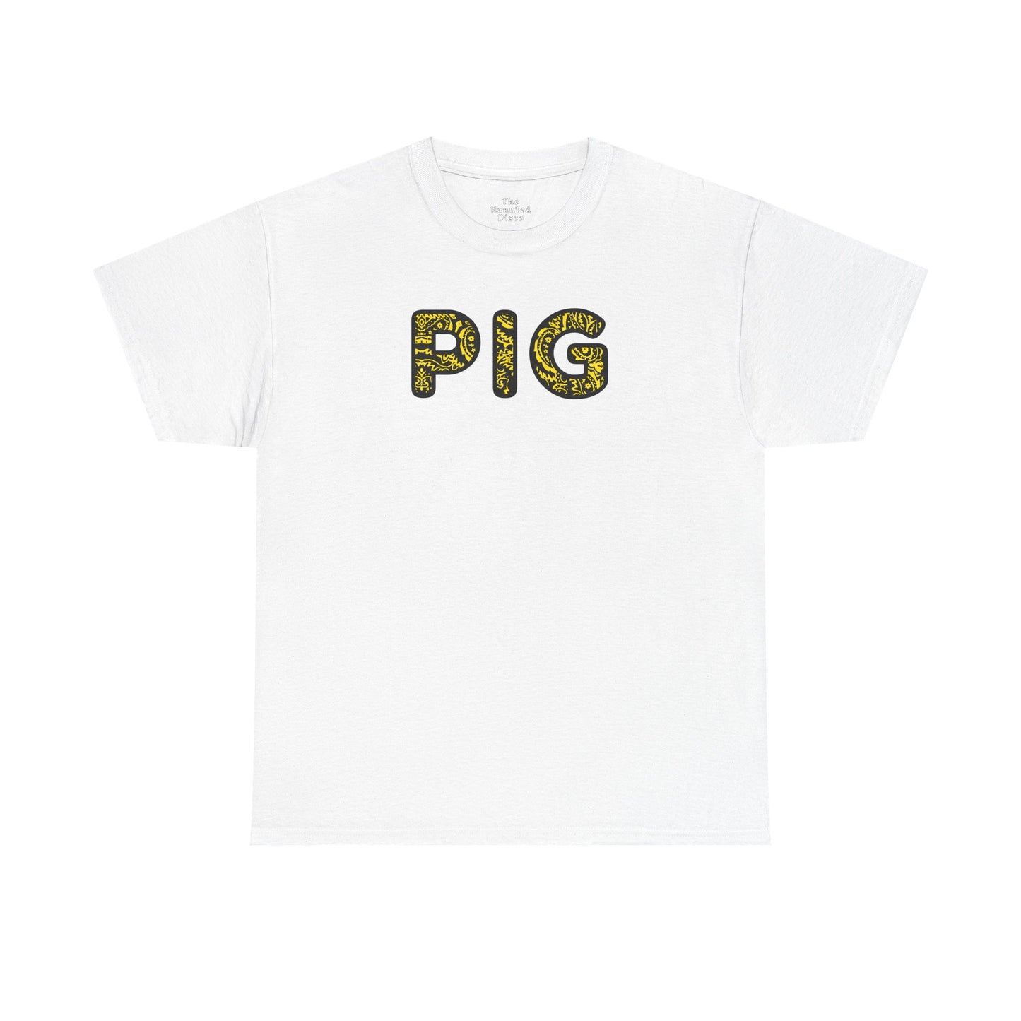 Pig - Yellow Paisley Bandana Font - Piss