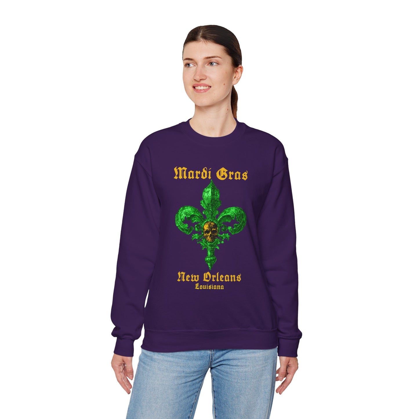 Mardi Gras Fleur De Lis with Skull - Sweatshirt