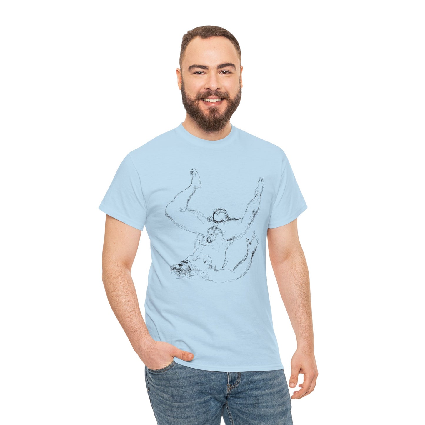 Gay Rimming Tshirt – Queer Erotic Art Tee with Line Drawing