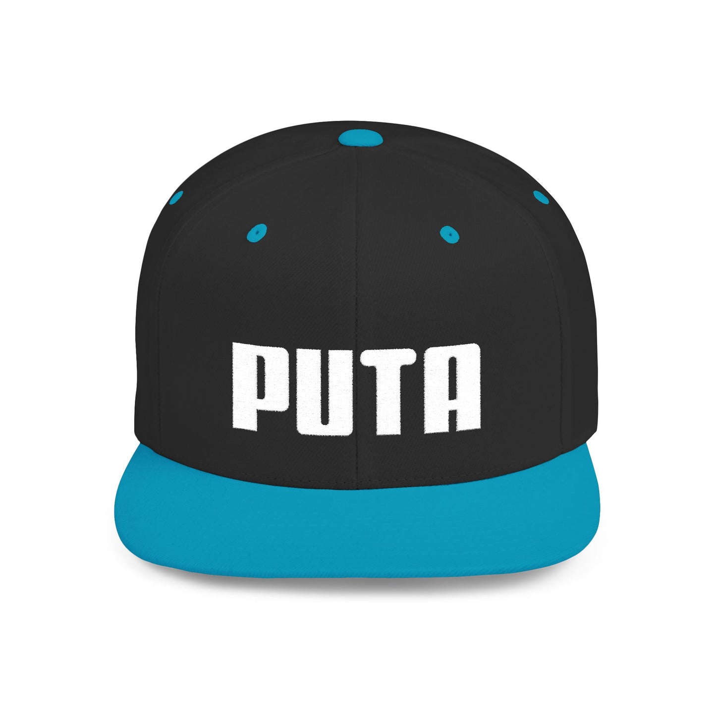 Puta - White Stitching - Flat Bill Snapback Hat