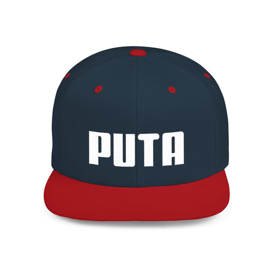 Puta - White Stitching - Flat Bill Snapback Hat