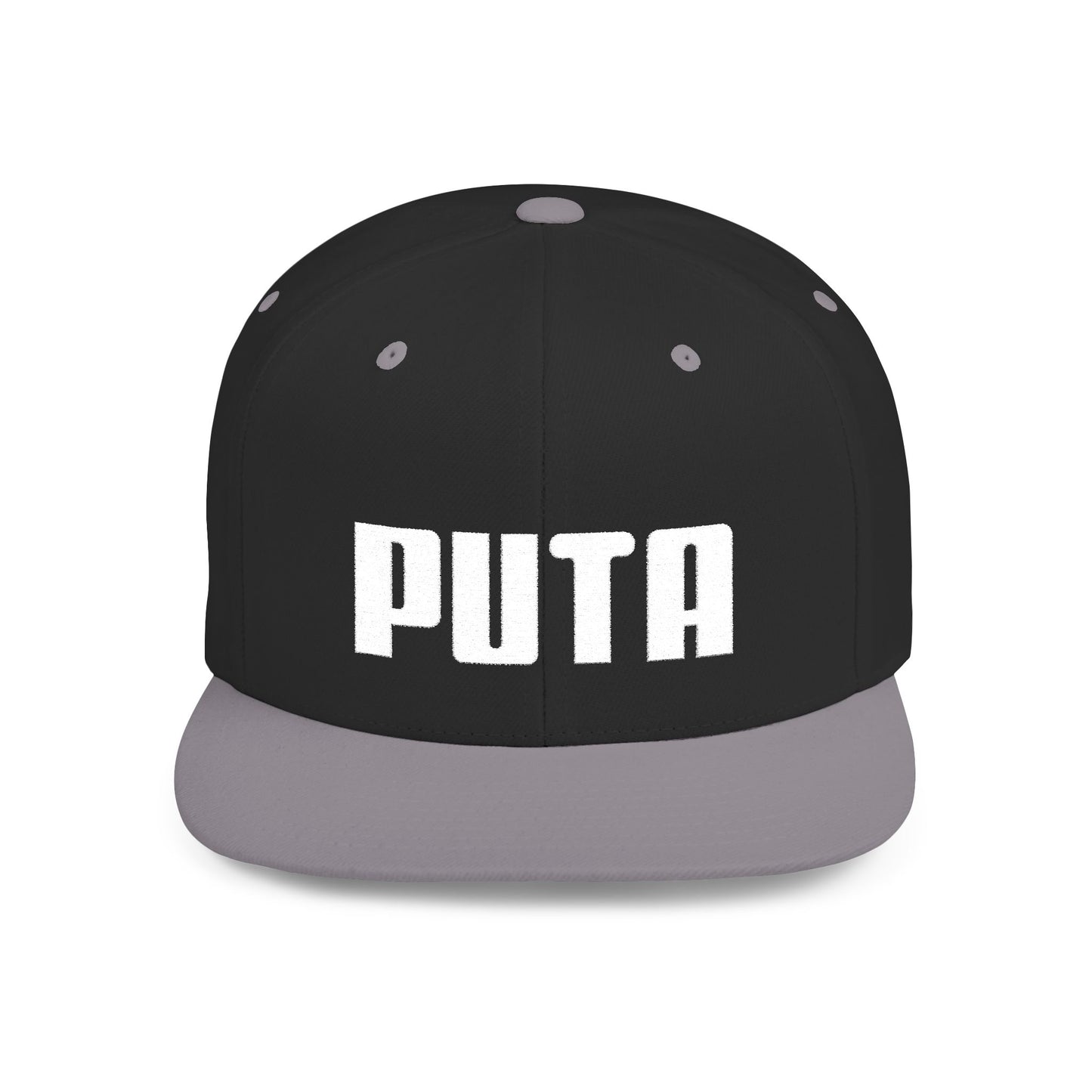 Puta - White Stitching - Flat Bill Snapback Hat