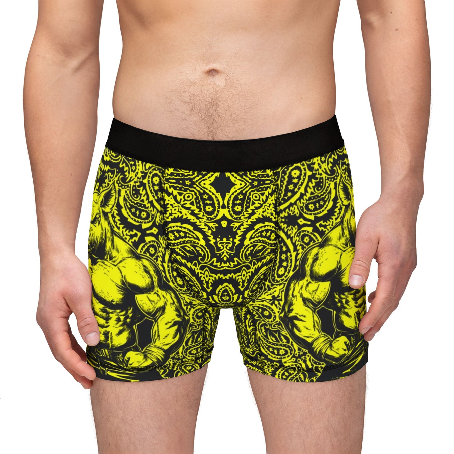 Pig Man - Yellow Paisley - Men's Boxer Briefs