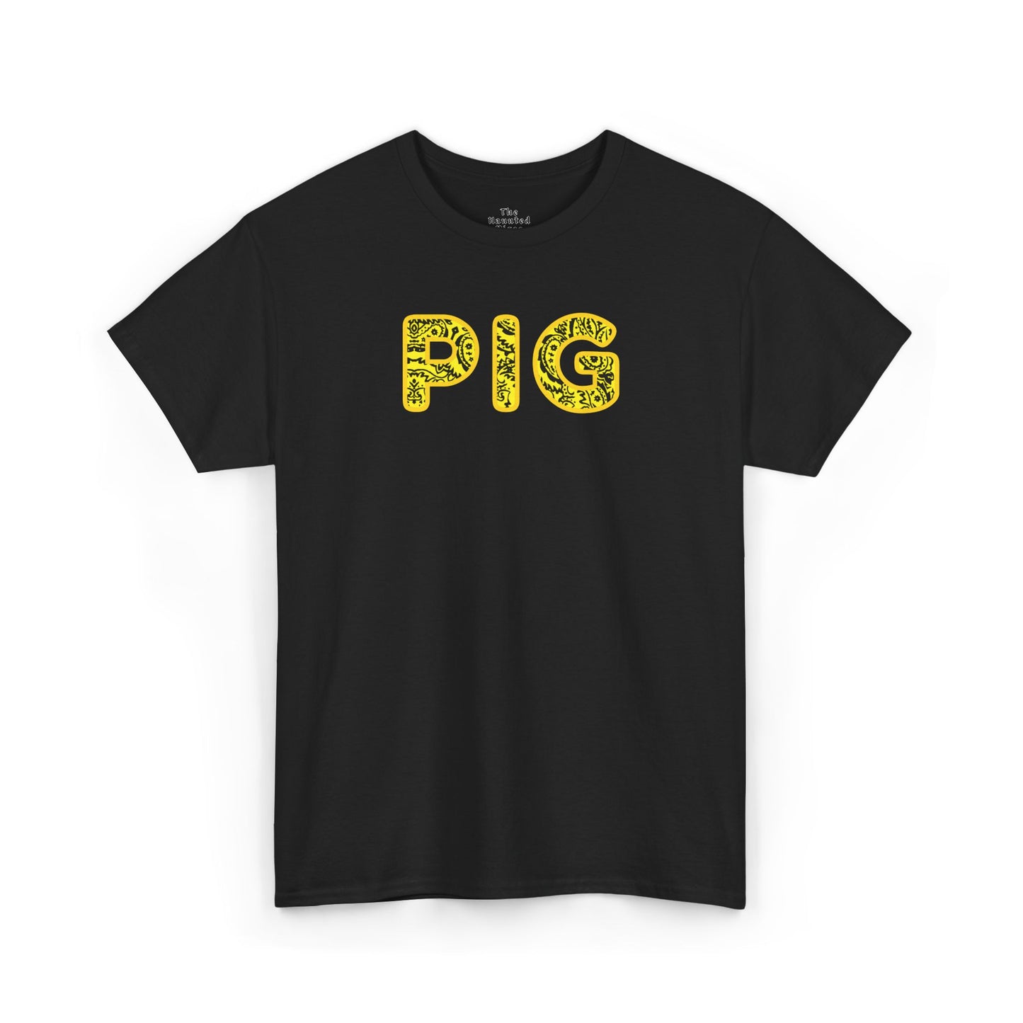 gildan Pig - Yellow Paisley Bandana Font - Piss