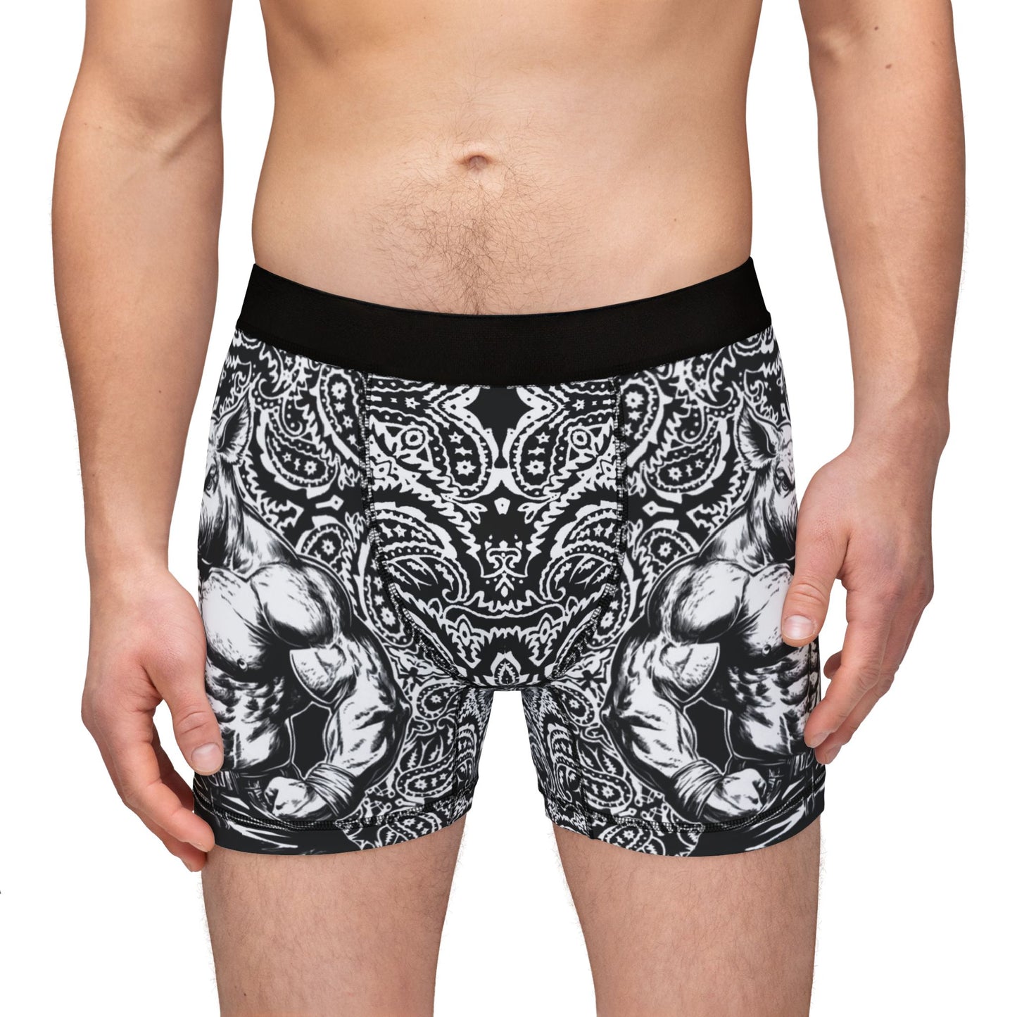Pig Man - White Paisley -  Men's Boxer Briefs