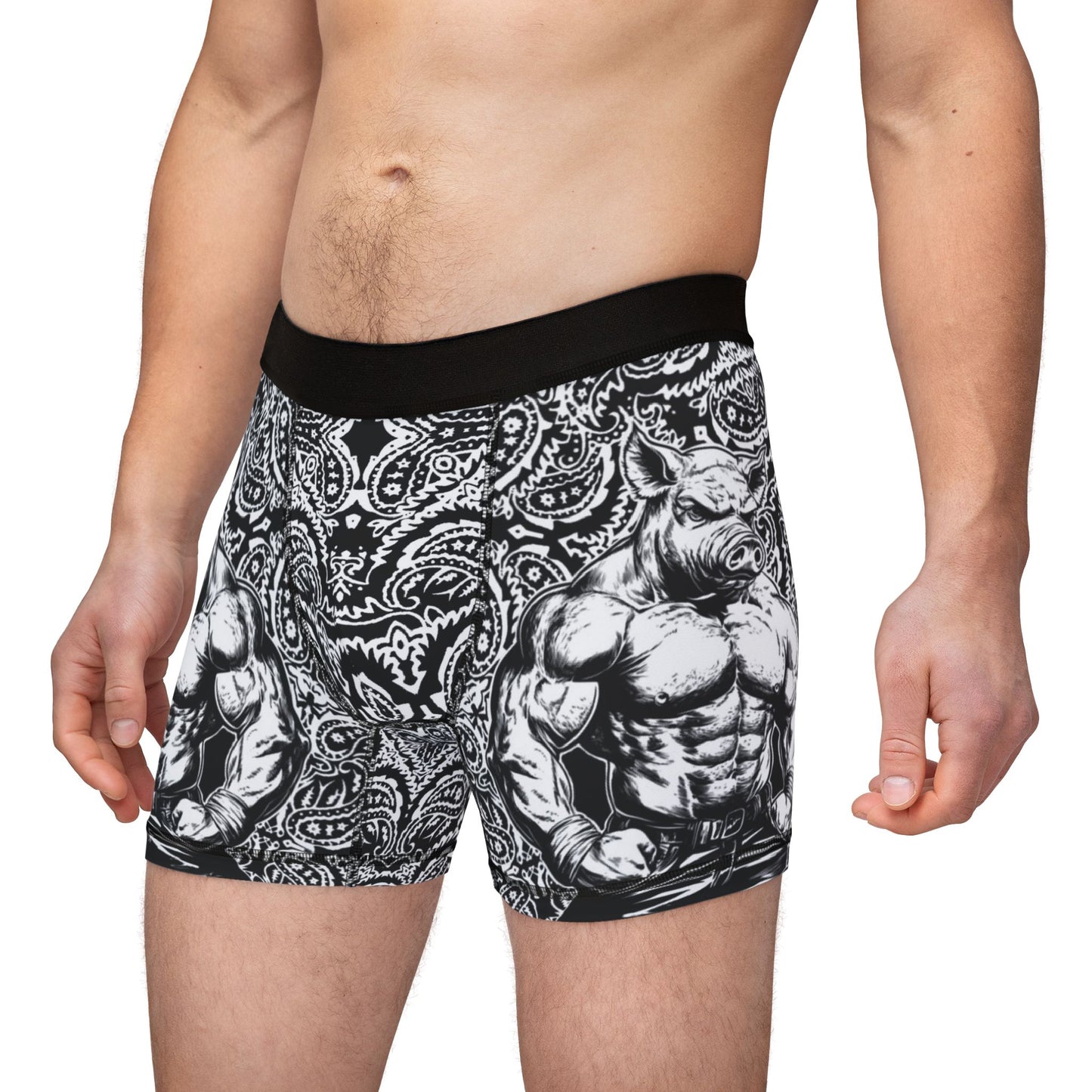 Pig Man - White Paisley -  Men's Boxer Briefs