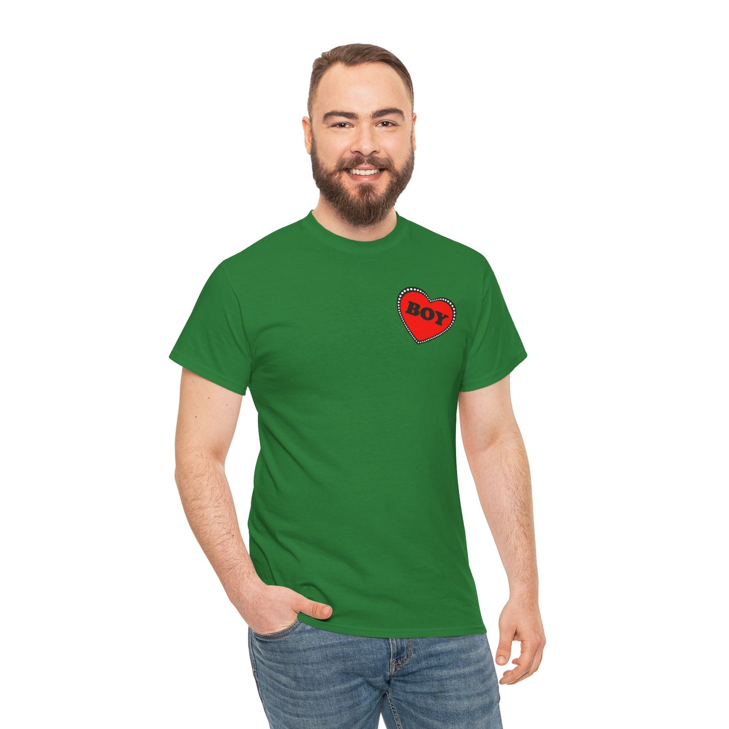 BOY Heart T-Shirt – Cute Queer Brat Tee with Red Heart Print