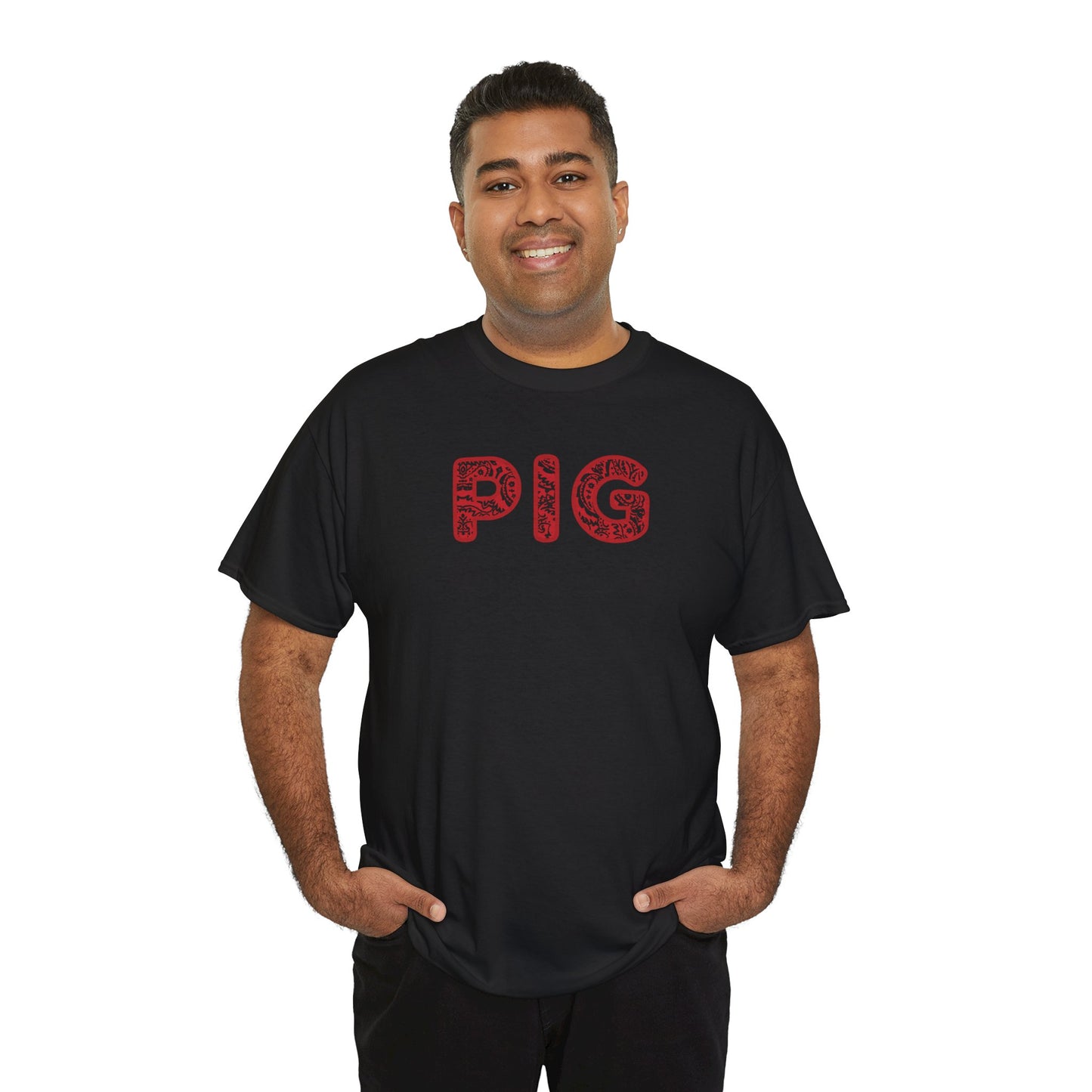 Gay Pig T-Shirt, Red Paisley Bandana Print Font
