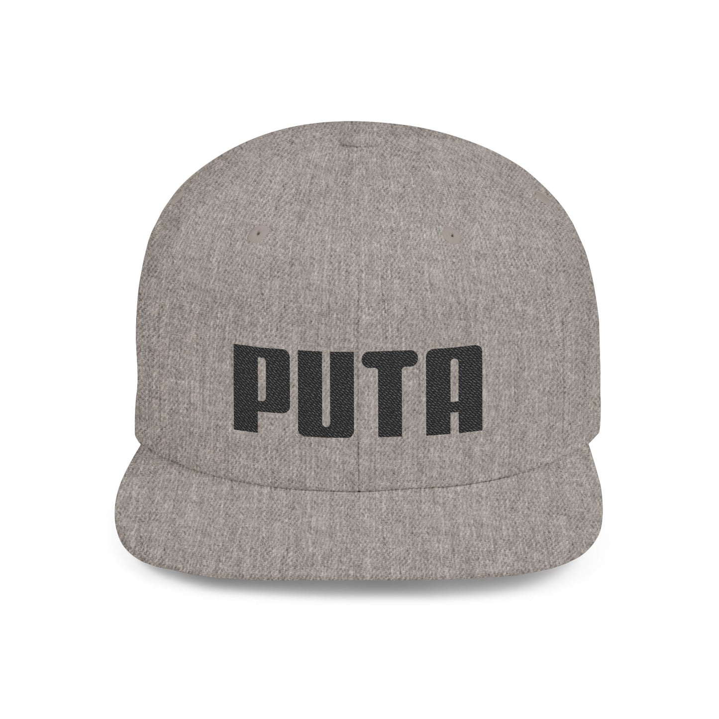 Puta - Black Stitching- Flat Bill Snapback Hat