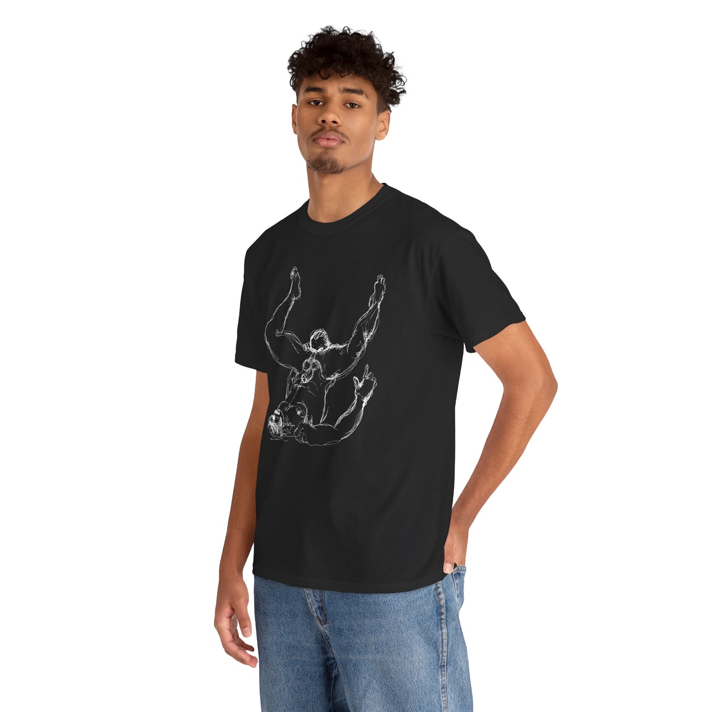 Gay Rimming Tshirt – Queer Erotic Art Tee with Line Drawing