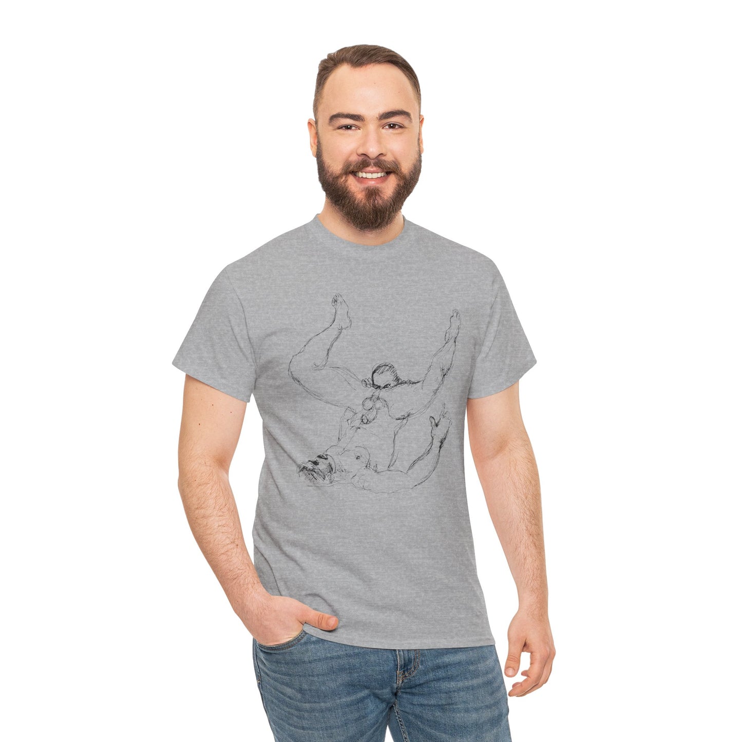 Gay Rimming Tshirt – Queer Erotic Art Tee with Line Drawing