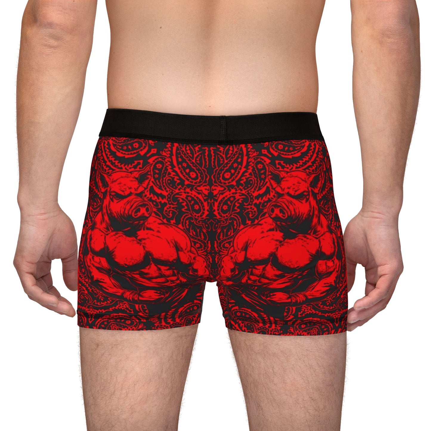 Pig Man - Red Paisley -  Men's Boxer Briefs