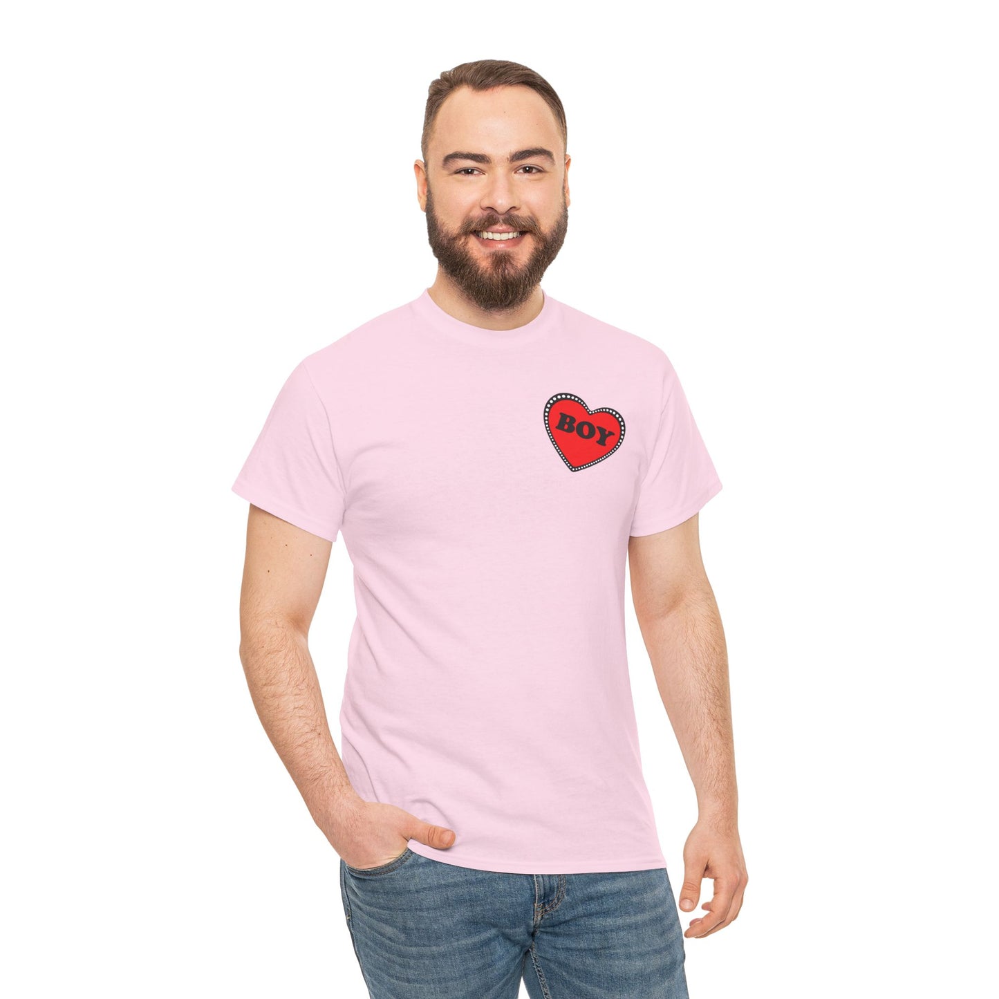 BOY Heart T-Shirt – Cute Queer Brat Tee with Red Heart Print