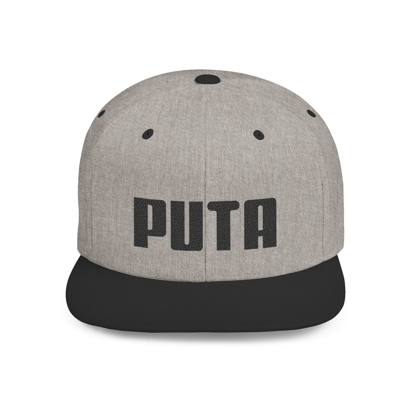 Puta - Black Stitching- Flat Bill Snapback Hat