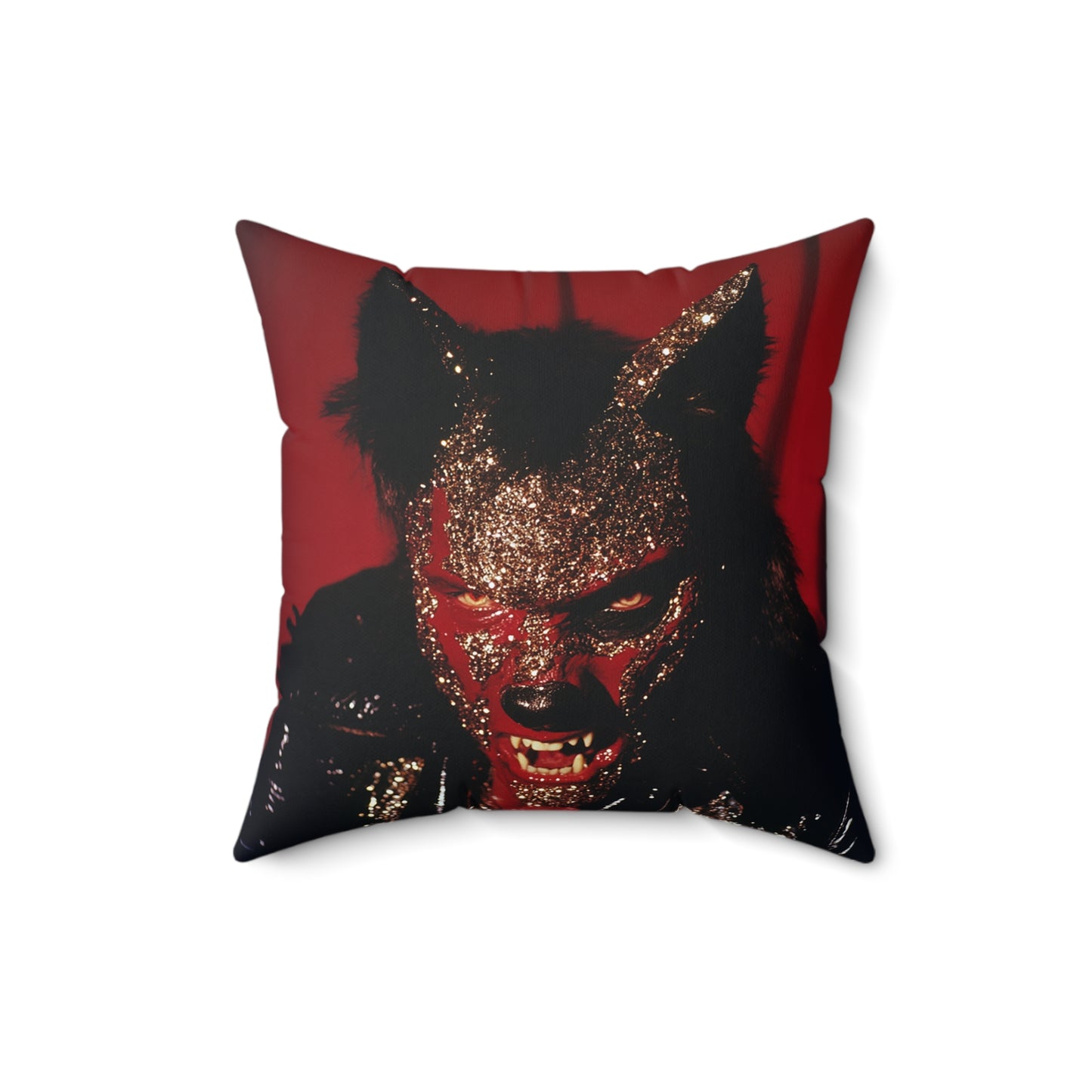 Pillow - Glam Rock Werewolf Horror Fashion Glitter Wolf Square Pillow