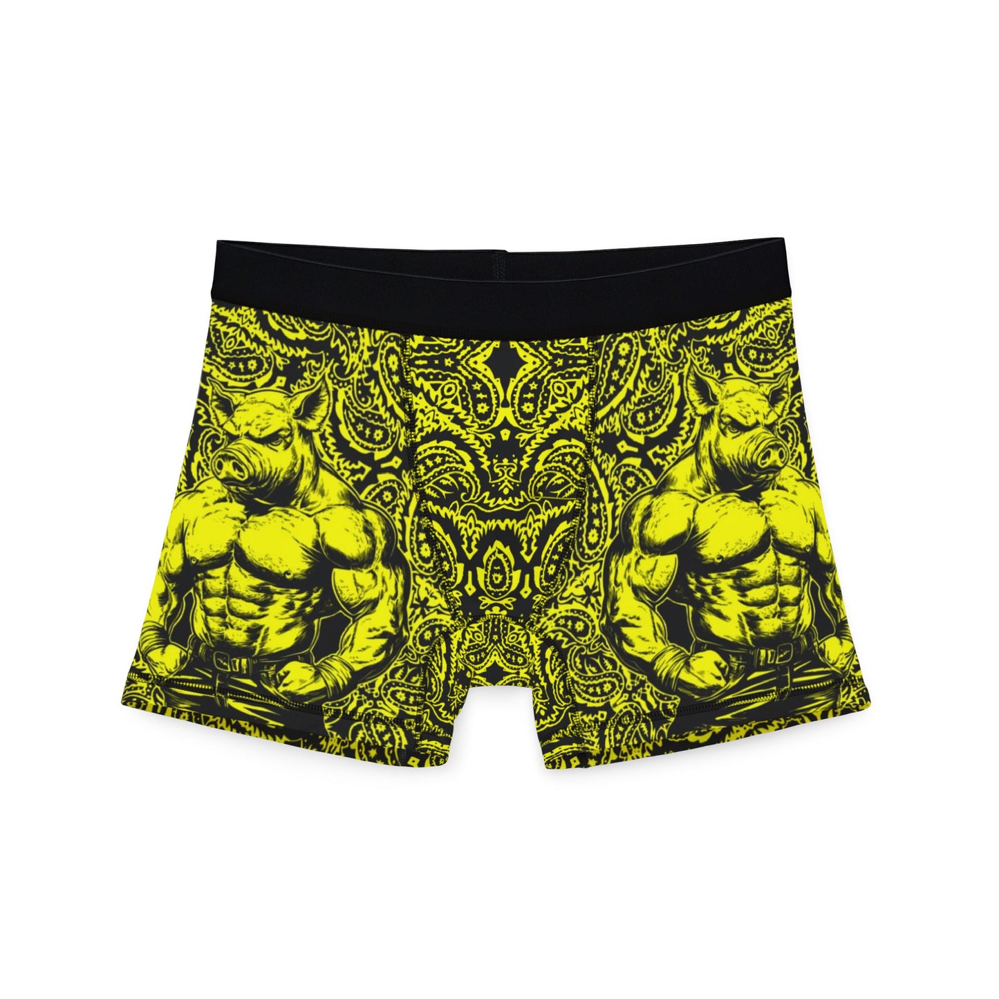 Pig Man - Yellow Paisley - Men's Boxer Briefs