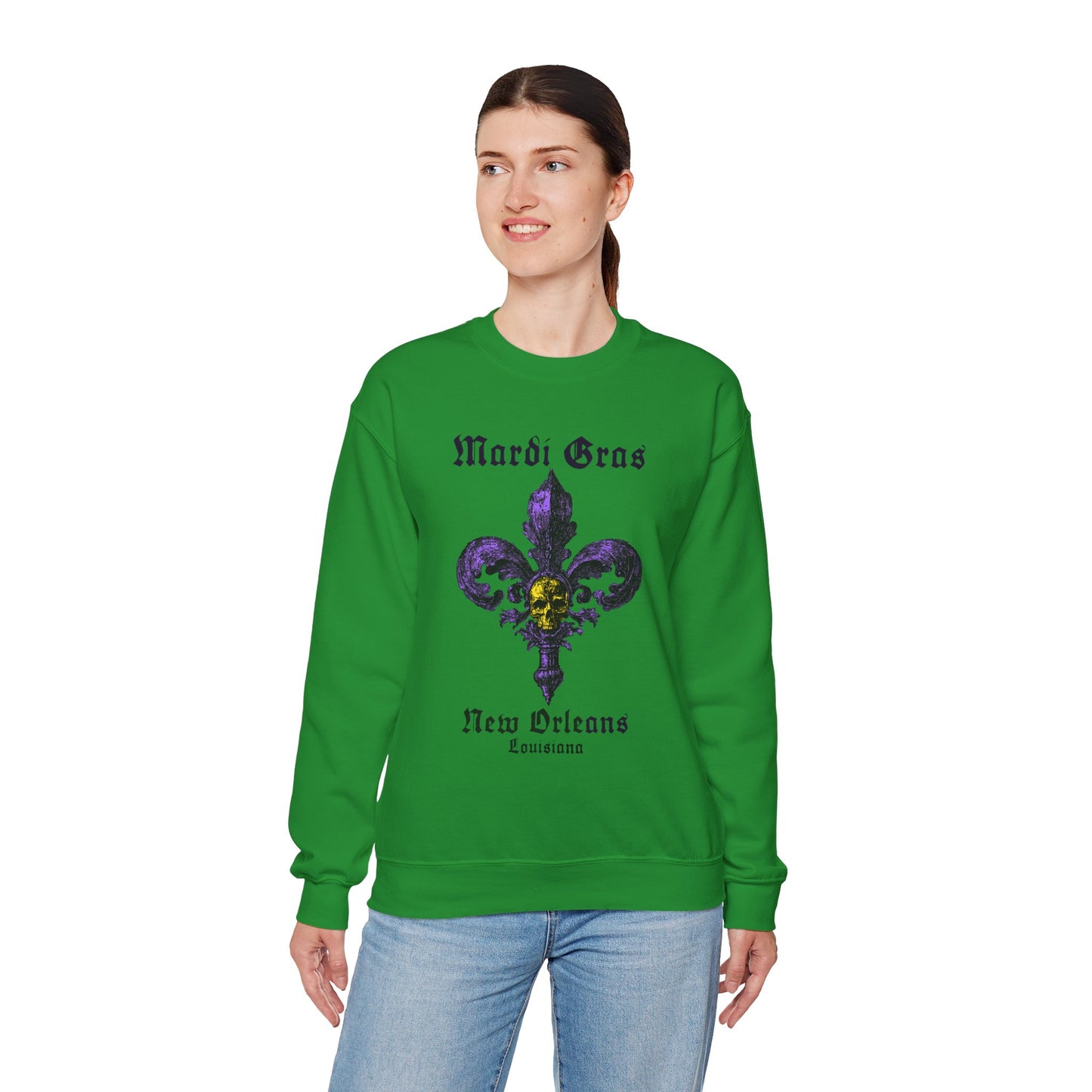 Mardi Gras Fleur De Lis with Skull - Sweatshirt