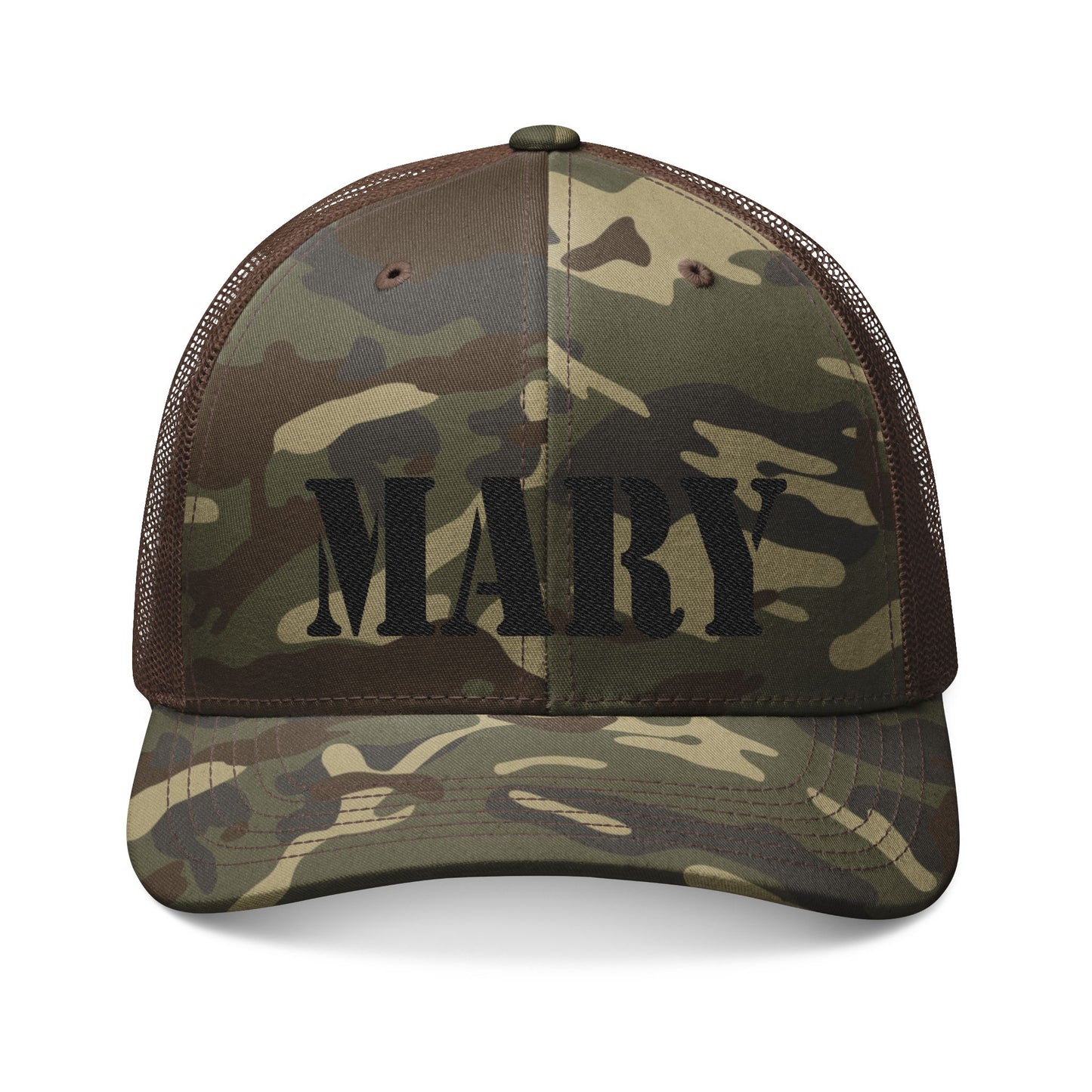 Mary - Embroidered Camouflage Trucker Hat NOT DONE