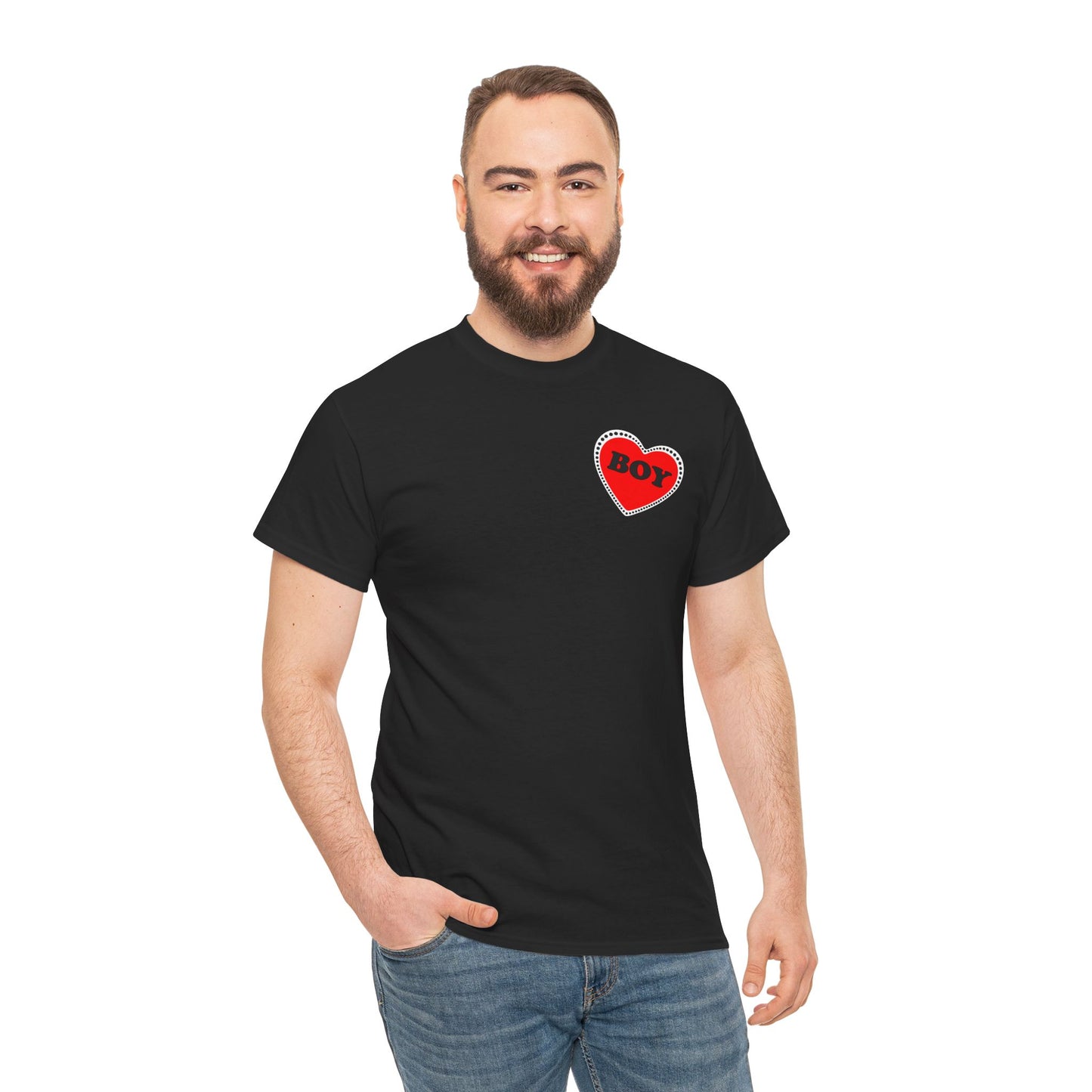 BOY Heart T-Shirt – Cute Queer Brat Tee with Red Heart Print