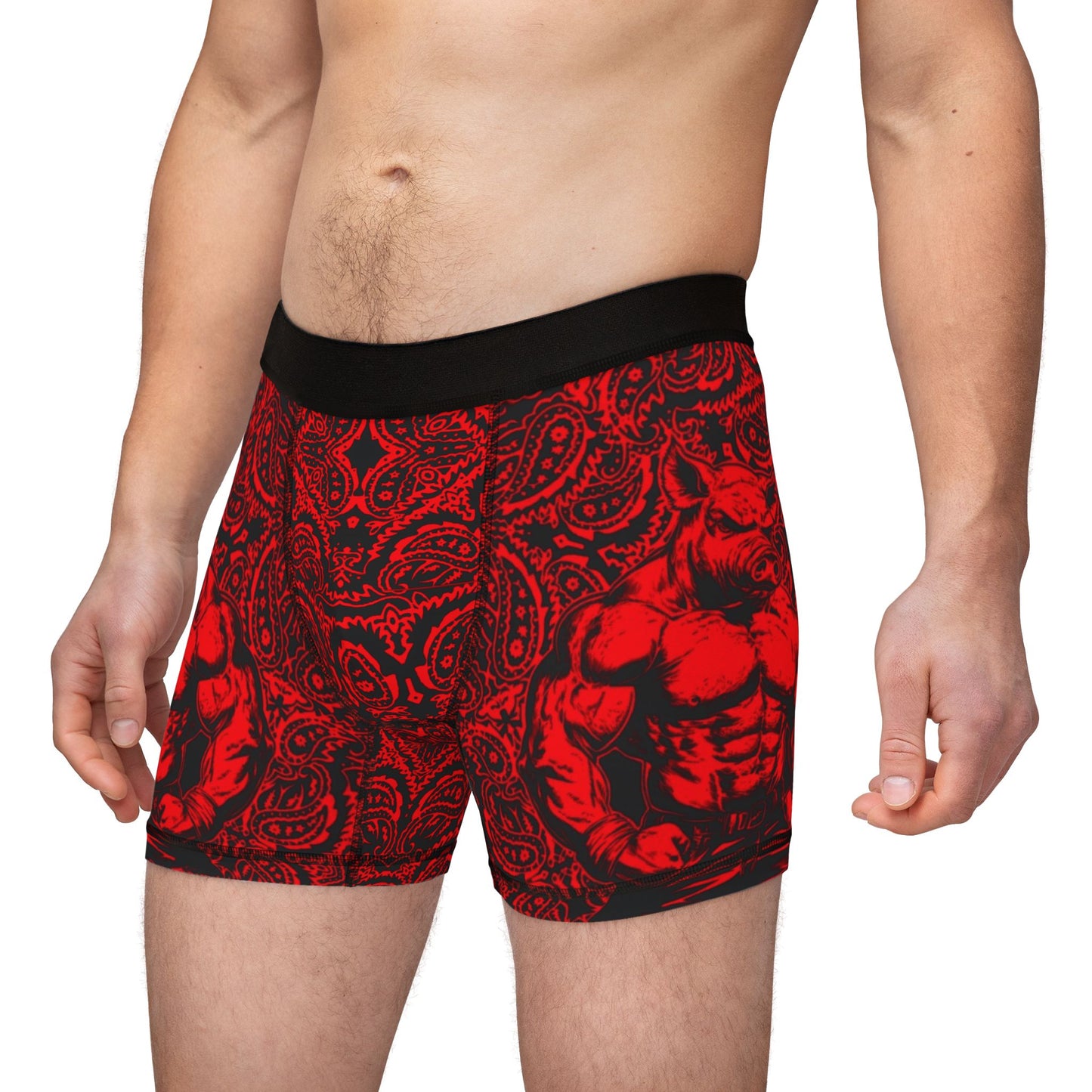 Pig Man - Red Paisley -  Men's Boxer Briefs