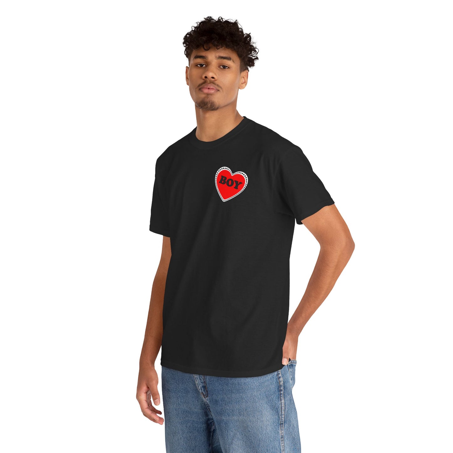 BOY Heart T-Shirt – Cute Queer Brat Tee with Red Heart Print