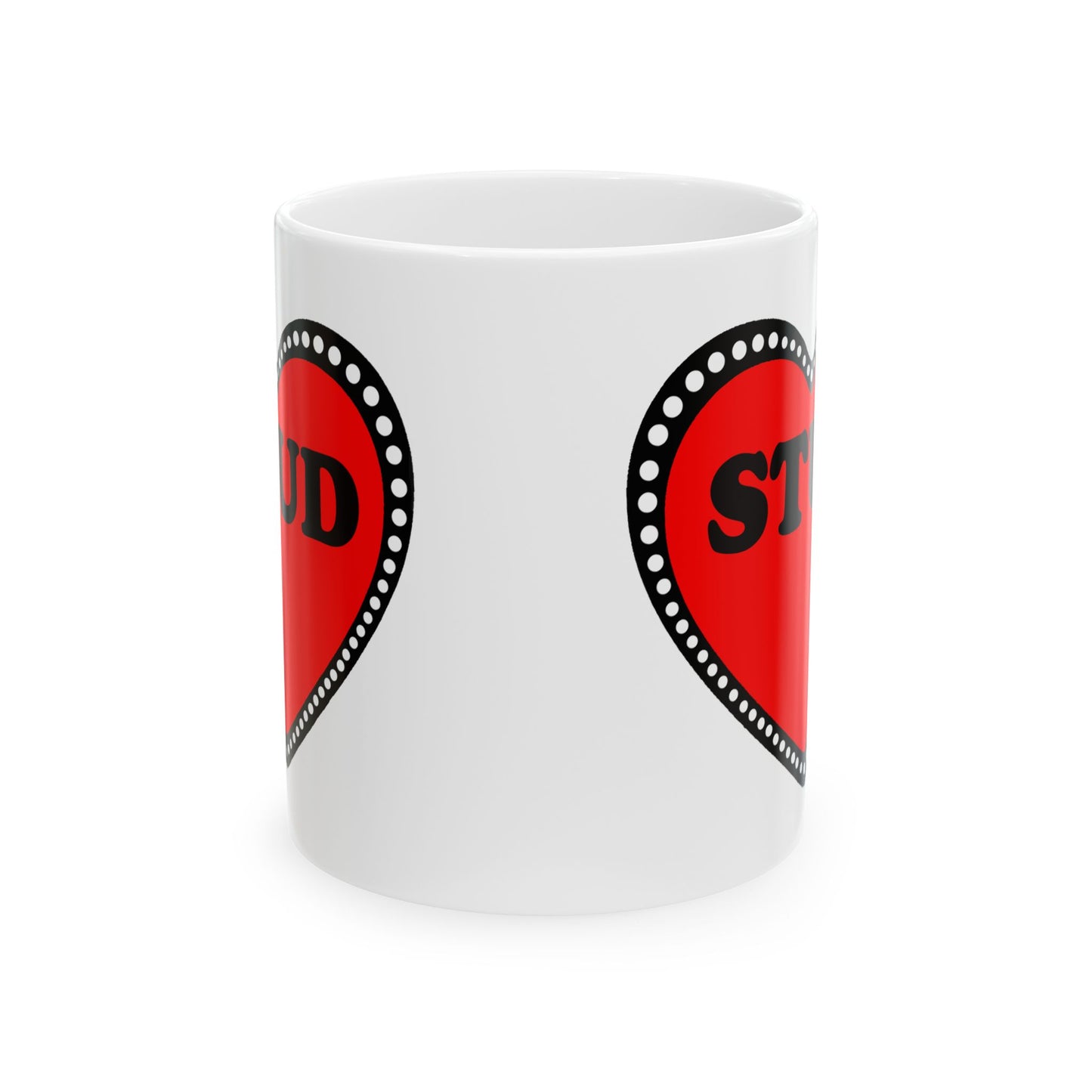 Stud Heart Mug, Retro Ceramic Coffee Cup, Valentine's Day Gift, 11oz, 15oz, Stud Lover Gift, Heart Shaped Sign Mug,