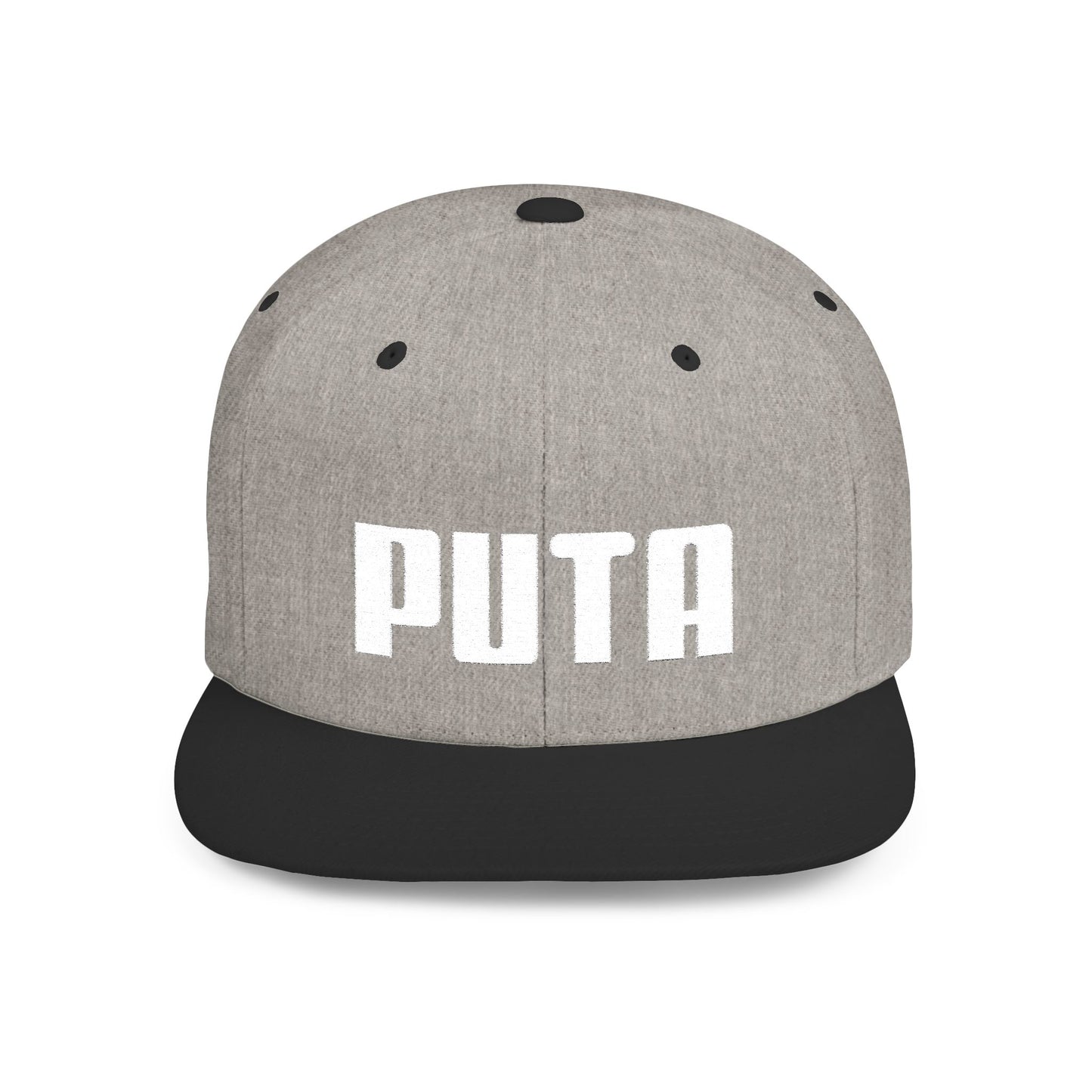 Puta - White Stitching - Flat Bill Snapback Hat