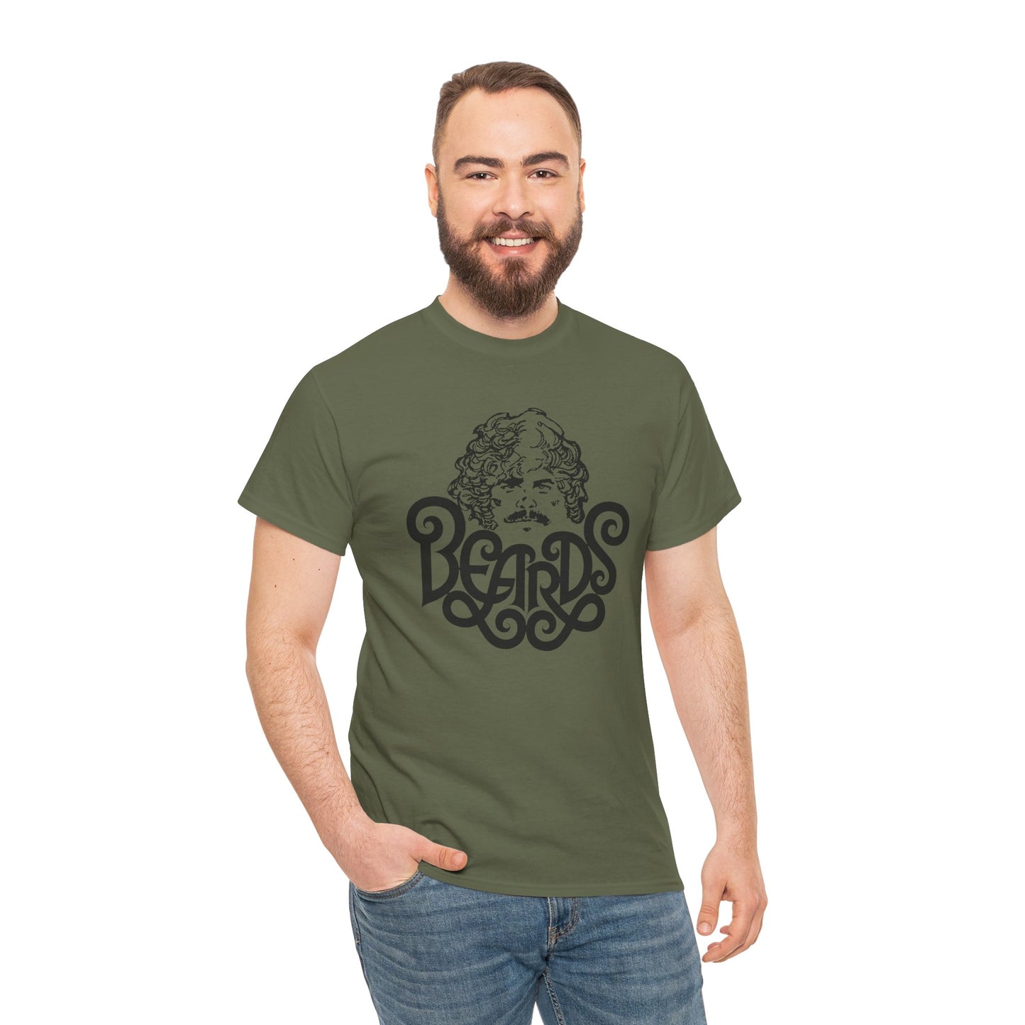 Beards Tshirt – Retro Gay Bear Tee with Vintage Script