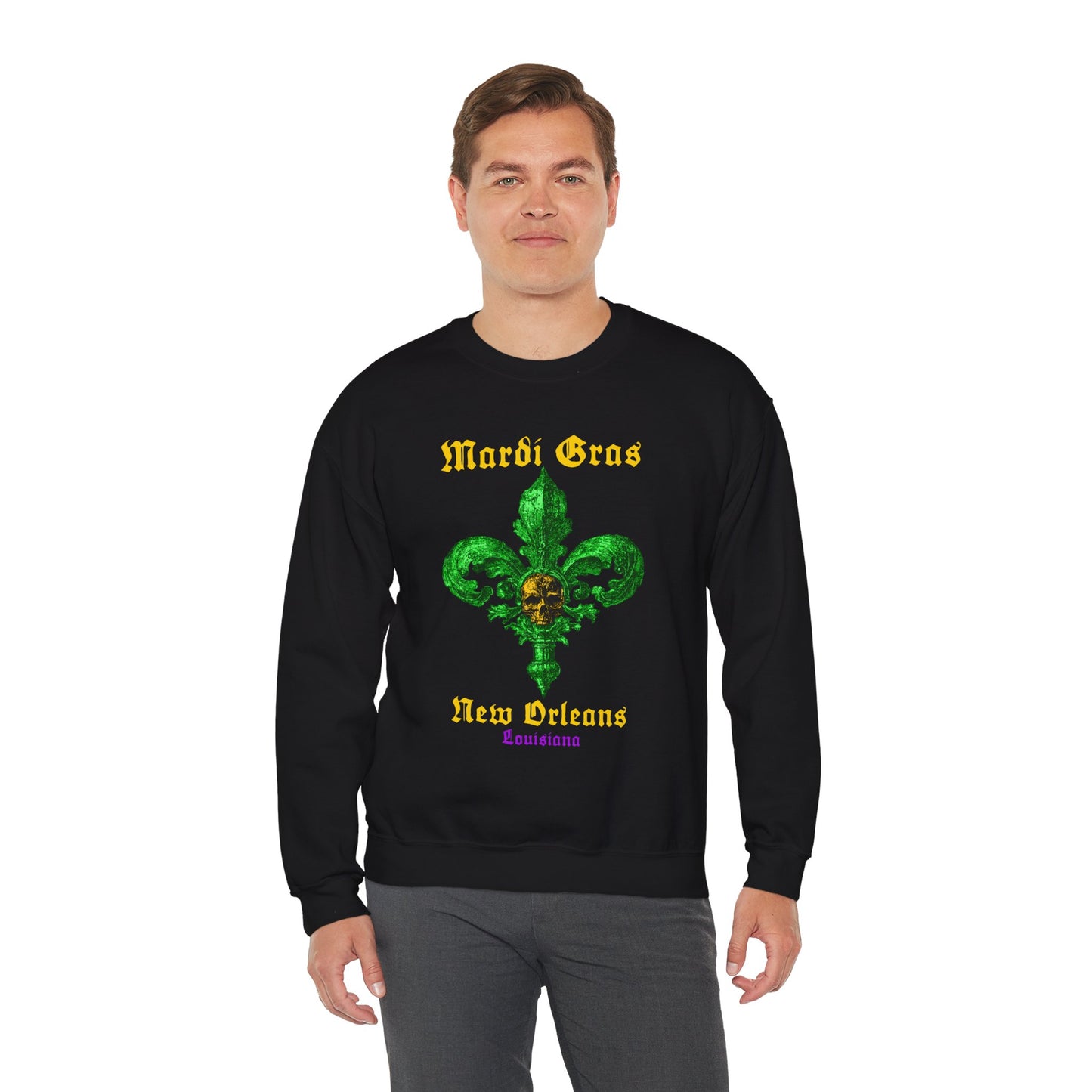 Mardi Gras Fleur De Lis with Skull - Sweatshirt