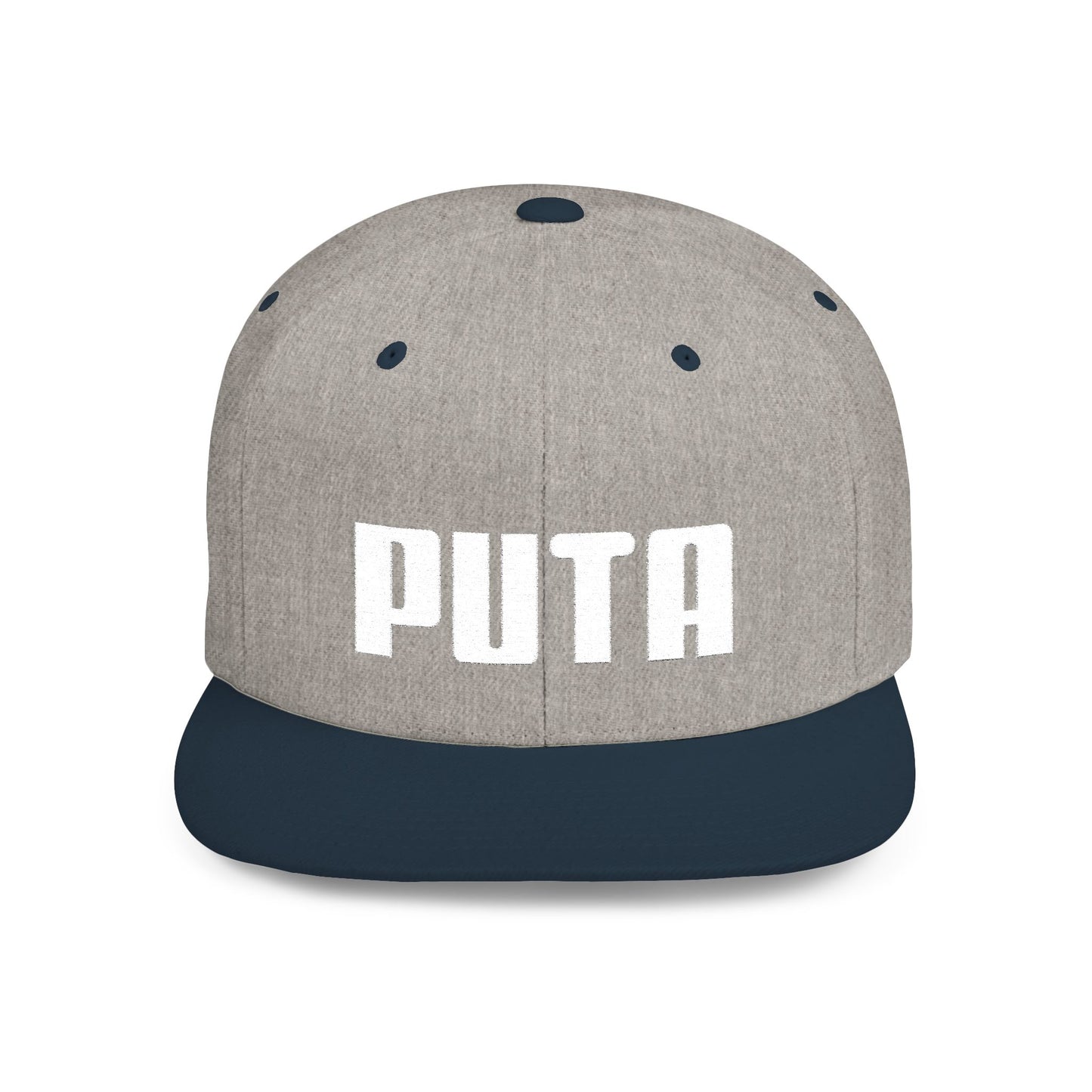 Puta - White Stitching - Flat Bill Snapback Hat