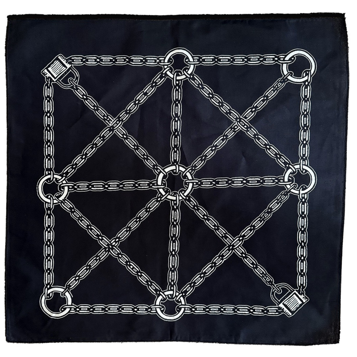 Chain & Padlock Grid Bandana - Silver