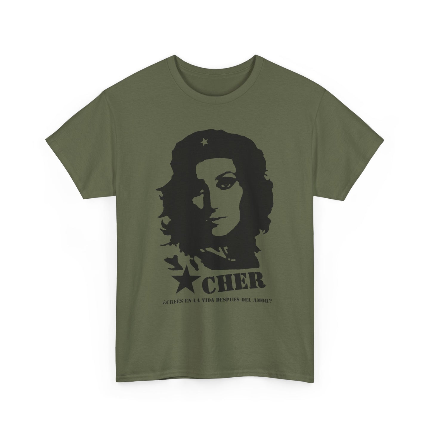 Cher portrait Life After Love lyric t-shirt in hunter green
