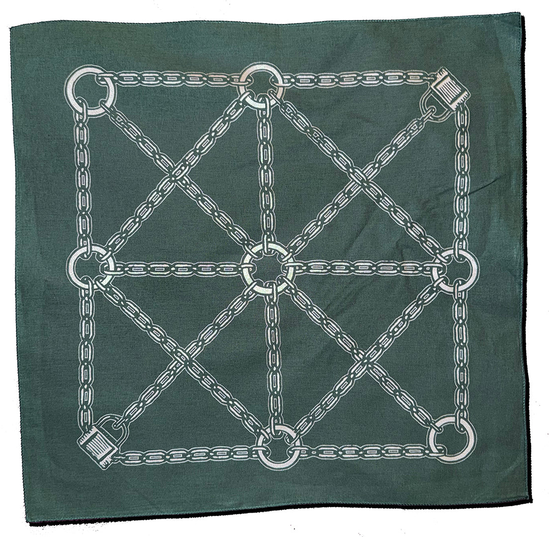 Chain & Padlock Grid Bandana - Silver