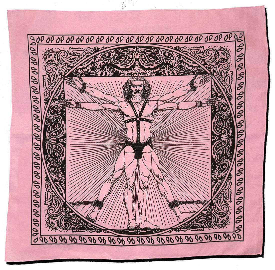 Vitruvian Man in Bondage — Hand-Silkscreened Cotton Bandana