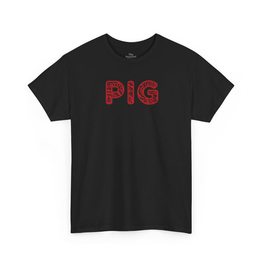Gay Pig T-Shirt, Red Paisley Bandana Print Font