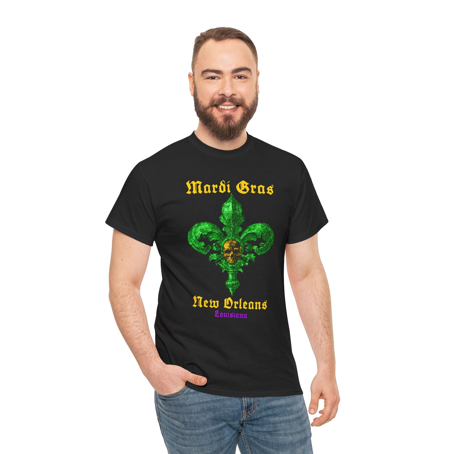 Mardi Gras Fleur-de-Lis Skull T-Shirt | New Orleans Graphic Tee