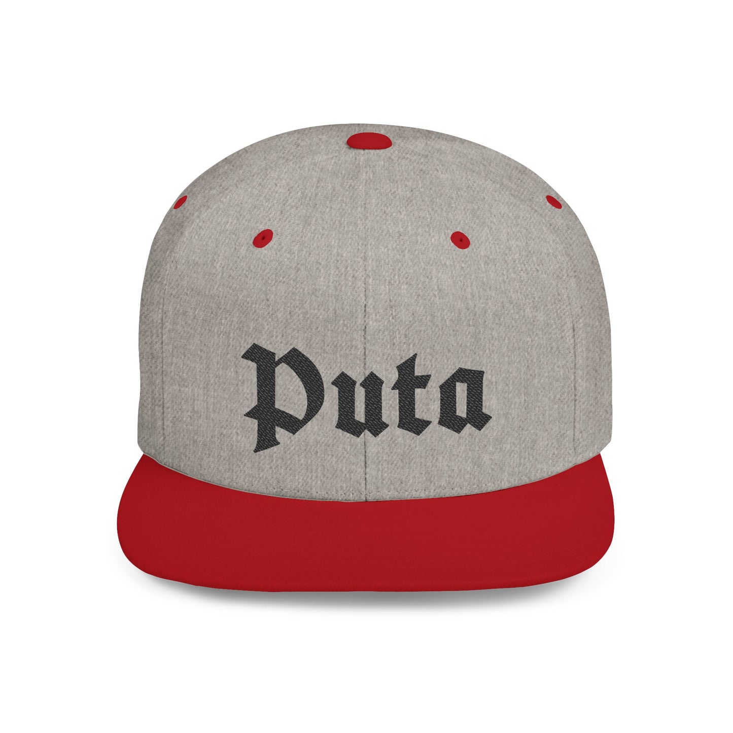Puta - Old English - Flat Bill Snapback - Black Stitching