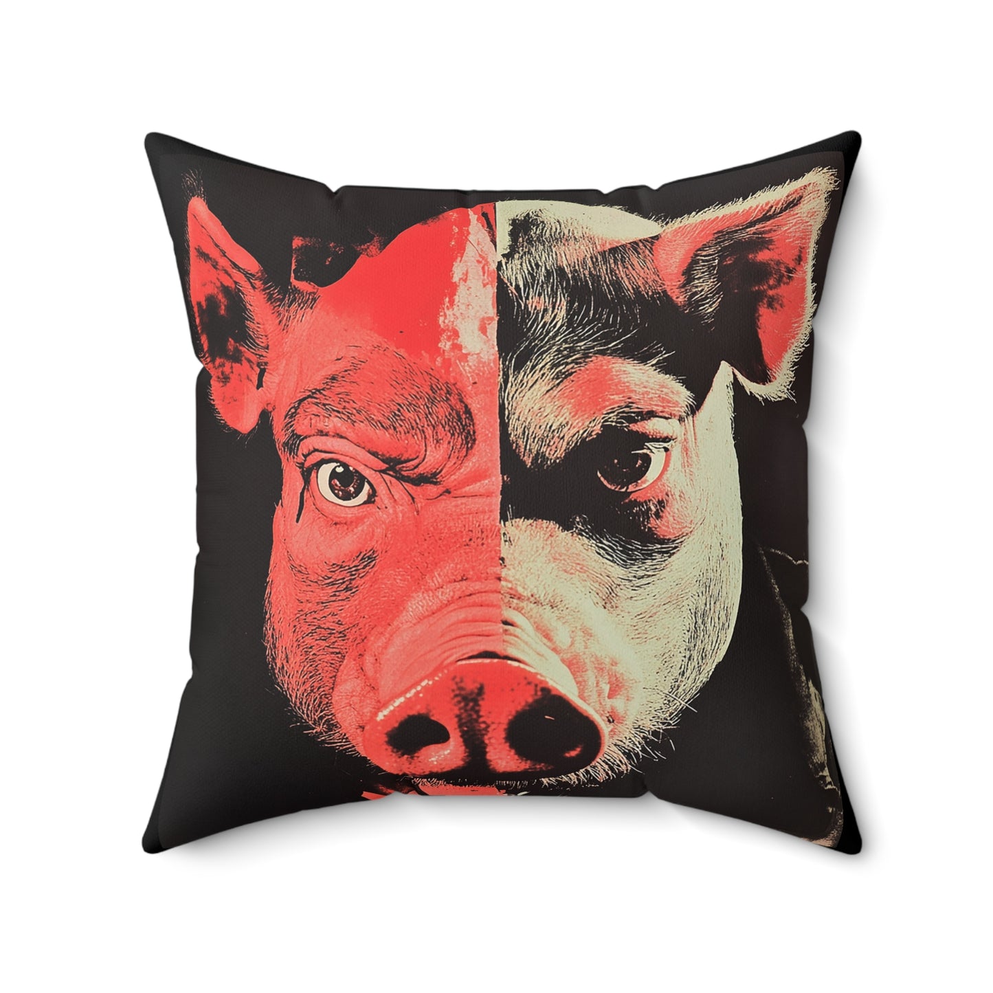 Pig Play Pillow, BDSM Dungeon Decor, Kinky Bedroom Cushion, Two Pigs Photo Art, Square Pillow