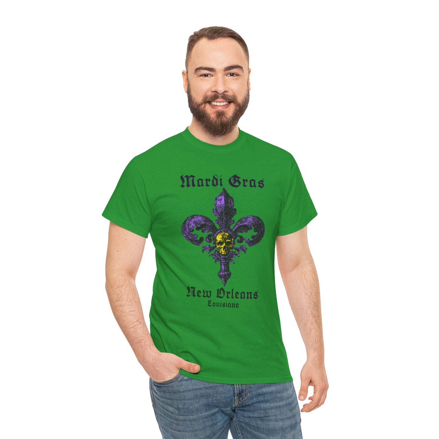 Mardi Gras Fleur-de-Lis Skull T-Shirt | New Orleans Graphic Tee