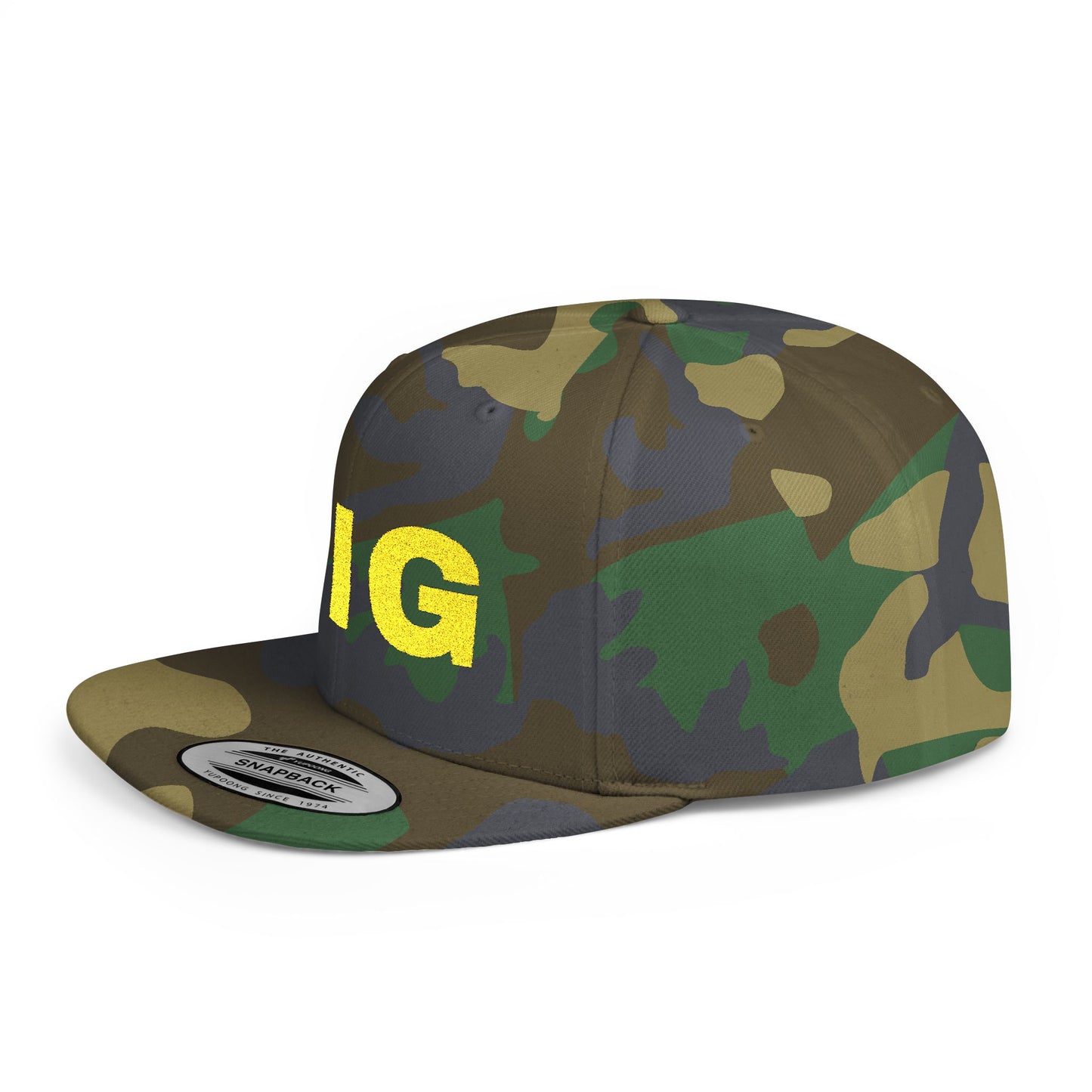 Camouflage Snapback Hat — PIG Yellow Embroidered Snapback Hat
