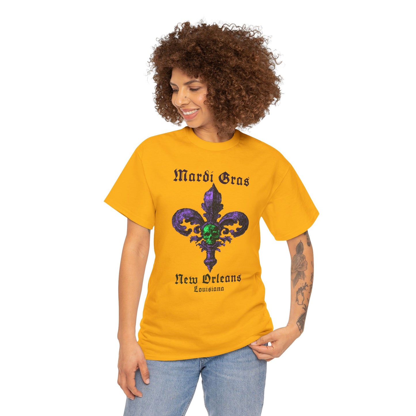 Mardi Gras Fleur-de-Lis Skull T-Shirt | New Orleans Graphic Tee