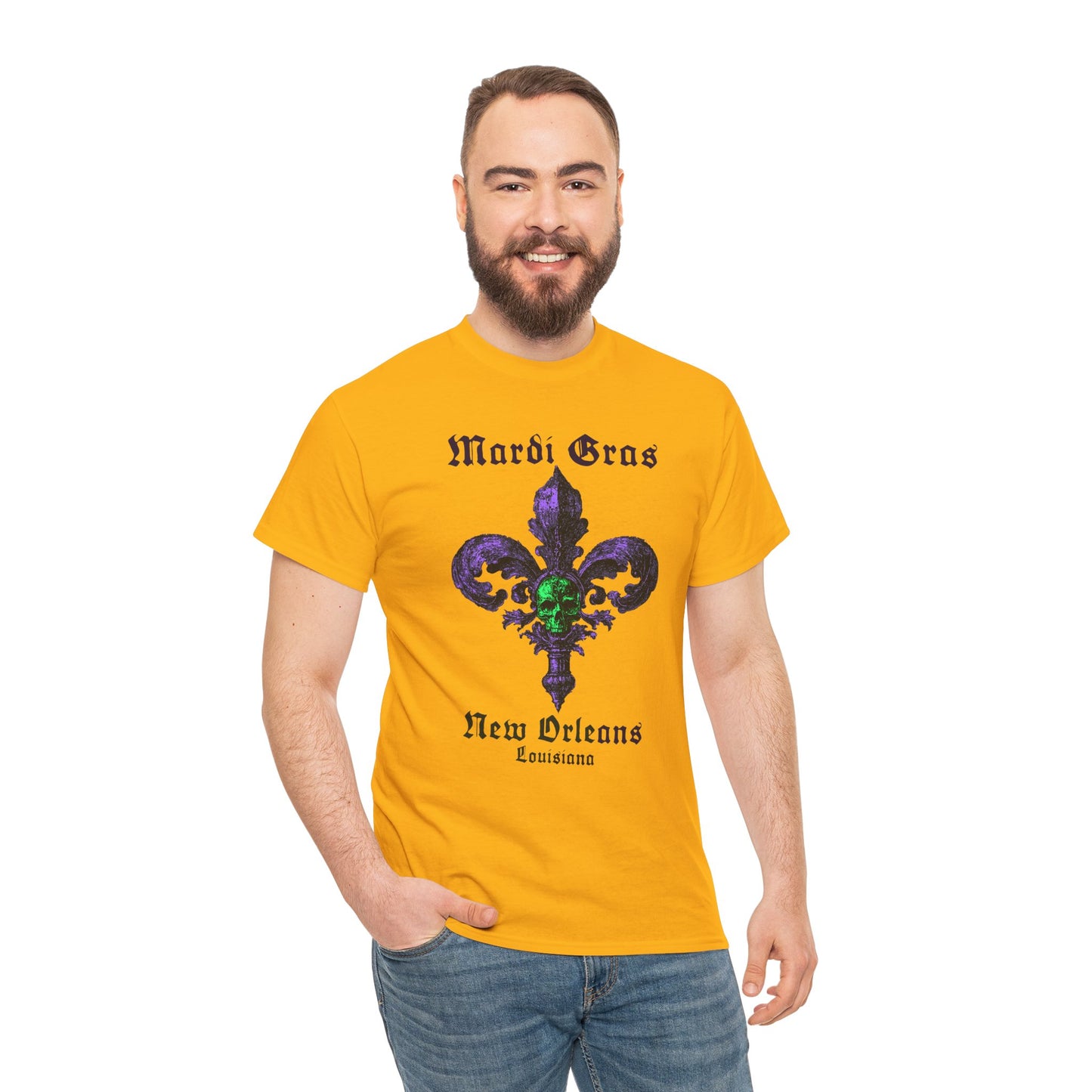 Mardi Gras Fleur-de-Lis Skull T-Shirt | New Orleans Graphic Tee