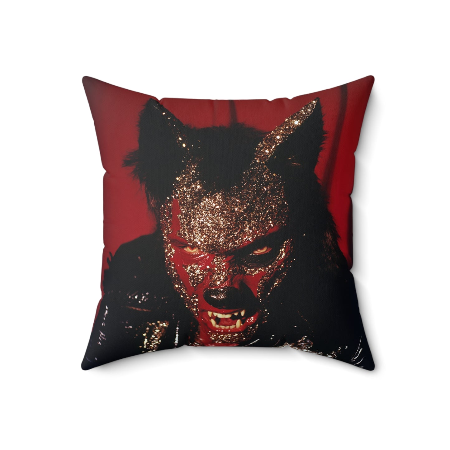 Pillow - Glam Rock Werewolf Horror Fashion Glitter Wolf Square Pillow