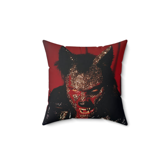 Pillow - Glam Rock Werewolf Horror Fashion Glitter Wolf Square Pillow