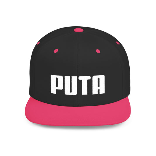 Puta - White Stitching - Flat Bill Snapback Hat